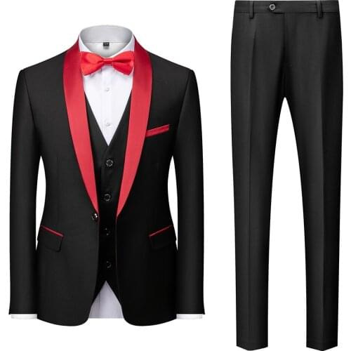 6XL(Blazer+Pants+Vest) New Male Wedding Prom Suit Slim Fit Tuxedo Men Formal Business Work Wear Suits 3Pcs Set Elegant Man Dress