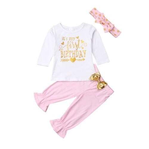 Baby Clothes Infant Baby Girl Birthday Long Sleeve Top T Shirt+ Leggings Pants Clothes Outfit