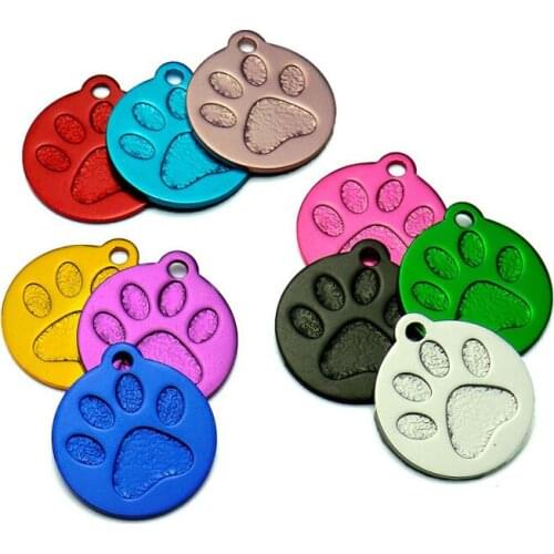 Personalized Aluminum Pet Tag Custom Puppy 3D Dog Paw Tags Collar Accessories Mix Color Dog Tag Pet Pendant Free Shipping