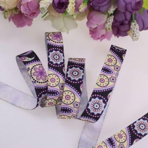Paisley Printed Fold Over Elastic 100yards Supply custom print FOE Ribbon
