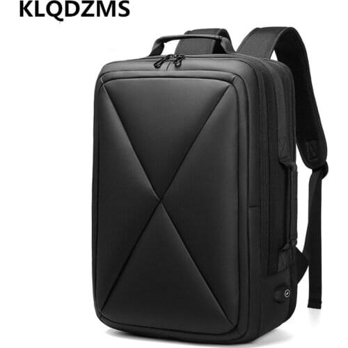KLQDZMS Mens Waterproof Large Capacity Backpack With USB Charging Port PVC Light Travel Laptop-Bag Hot Sell