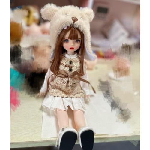 30cm Wig Jointed Doll Cute BJD Mini Doll Hand Make Up Face Dolls with Big Eyes Bjd Toys Gifts for Girl Handmand Make UP Toy