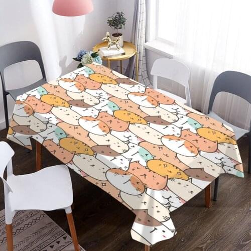 Custom Animal Anime Cat 3D Table Cover Waterproof And Oil Proof For Decorative Dining Tablecloth For Picnic Blanket Table Cloth