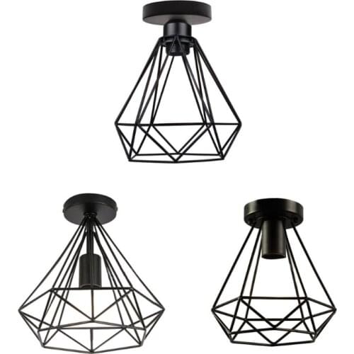 Industrial Style Nordic Modern Retro Wrought Iron Creative Aisle Balcony Diamond Decoration Small Ceiling Metal Lights