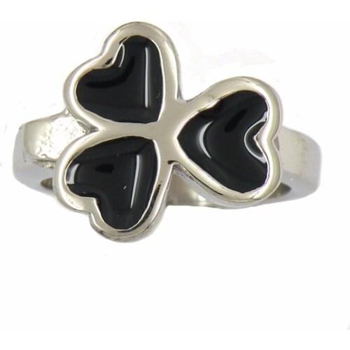 FANSSTEEL Stainless Steel Jewelry eNamel Heart Flower Love Ring FSR12W61