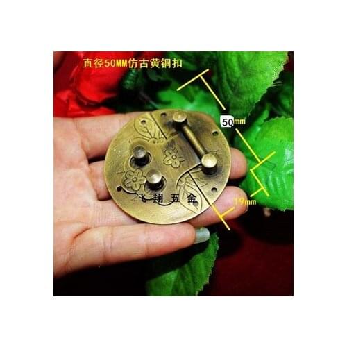 50MM diameter antique copper brass buckle wooden box packaging box buckle clasp copper lock buckle round copper printing