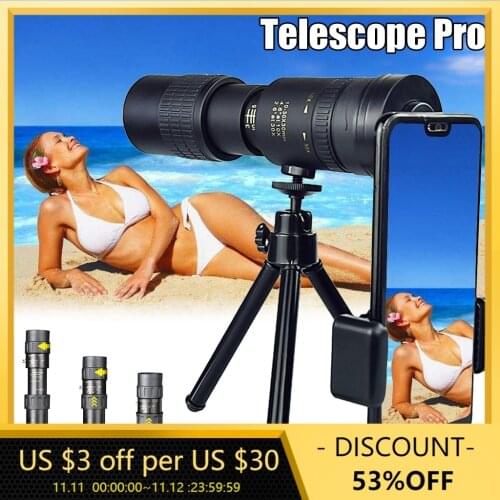 K 10-300X40MM Super Telephoto Monocular Telescope Zoom Monocular Binoculars Pocket Telescope For Smartphone Take Picture
