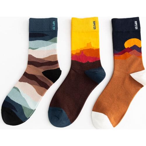 Unisex Painting Style Men Socks 100 Cotton Harajuku Novelty Colorful Full Art Socks Men Women Short Grew Sock Mens Van Gogh