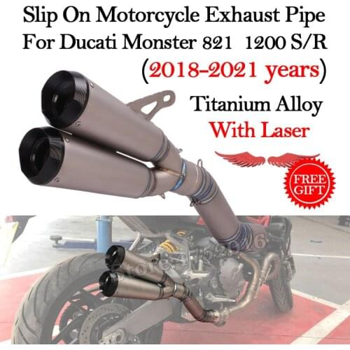 Slip On Motorcycle Exhaust Titanium Alloy Escape Muffler Mid Link Pipe For Ducati Monster 821 Monster 1200 S/R 2018-2021 Years