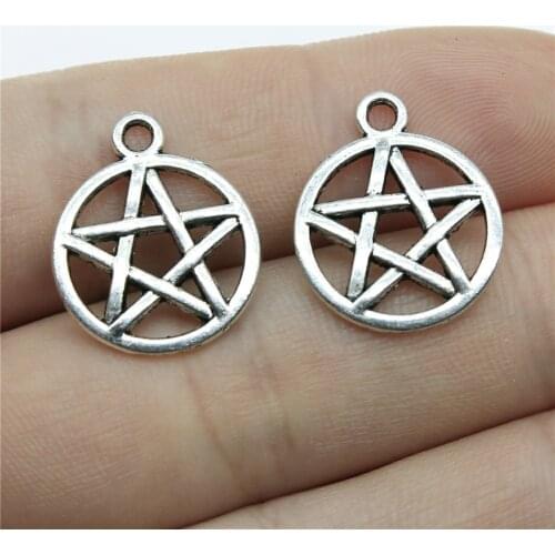 WYSIWYG 20pcs 18x20mm Pentagram Star Alloy Charms For Necklace Pendants Bracelet Findings DIY Jewelry Making