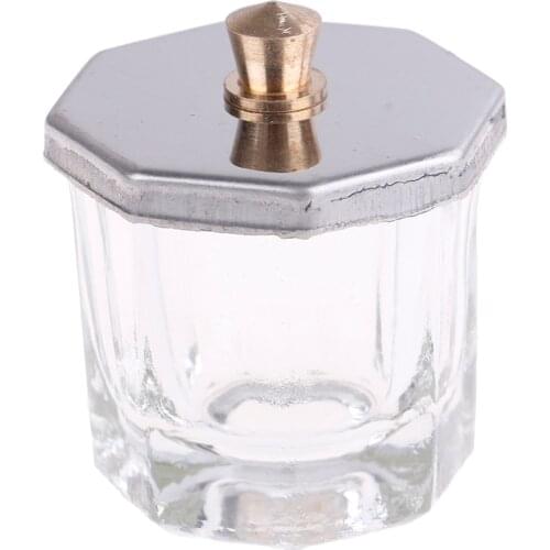 1pc Acrylic Nail Crystal Glass Dappen Dish Bowl Cup With Cap Liquid Powder Manicure Nail Art Tools Acrylic Powder Liquid Cups