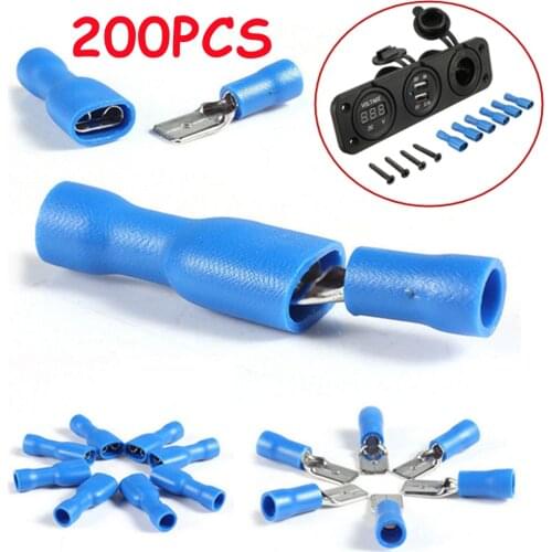 200/100PCS Female Male Cold Pressing Insulated Plug Electrical Wire Cable Splice Crimp Spade Lug Terminals Connector 16-14 AWG