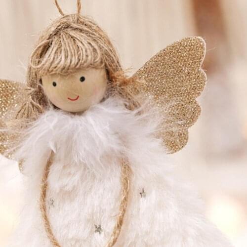 2021 Christmas Hanging Pendant Cute Delicate Fabric Cartoon Angle Girl Plush Doll Toy Ornament for Bedroom