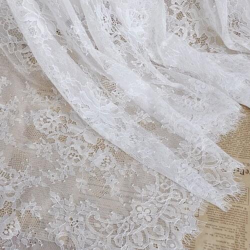 3M/Lot Eyelash Lace Fabric 150cm Diy Exquisite French Lace Embroidery Clothes Wedding Dress Veil Accessories