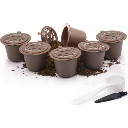 3PCS/Set Reusable Refillable Coffee Capsule With Plastic Spoon Filter Pod and Brush 20ML Filters Kitchen Tools
