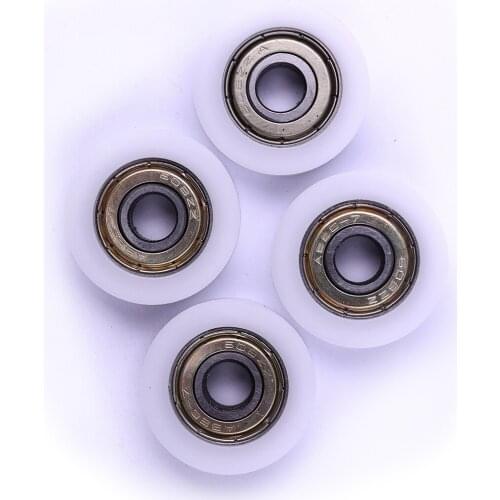 4pcs 7 Size U Groove Metal Shield Nylon Pulley Wheels Roller Ball Bearings