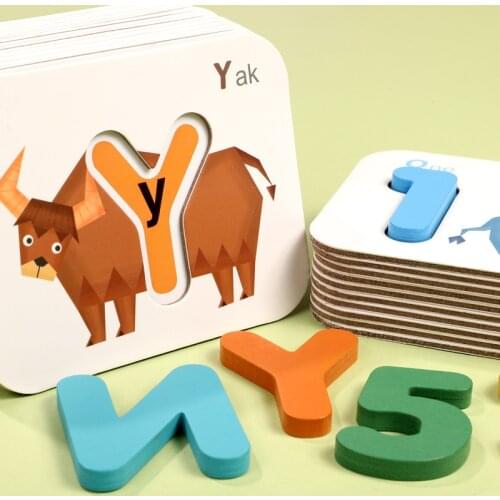 Alphabet Paired Card Preschool Learning Toddlers Educational Toys Letters and Numbers Jigsaw Baby Early Learning Aids Wooden Toy
