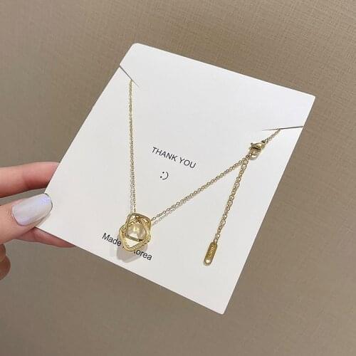 Berserk Jewelry Gift New Hollow Geometric Titanium Steel Zircon Micro Inlaid Square Clavicle Chain Necklace for Women Girls