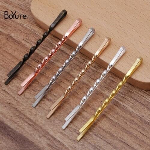 BoYuTe (100 Pieces/Lot) 55*2MM Metal Iron Twisted Clip Diy Hair Accessories Hairpin Materials Wholesale