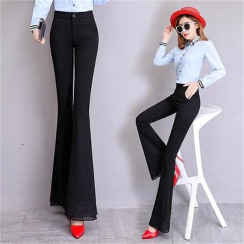 Spring flared pants womens new high waist trousers stretch Slim fishtail pants womens suit pants