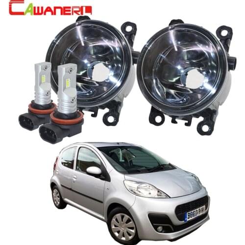 Cawanerl Car Styling Fog Light Assembly Lampshade + H11 LED / Halogen Lamp DRL 12V For Peugeot 107 Hatchback 2005 Onwards