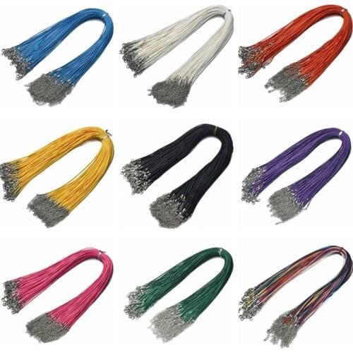 All-match 9 Colors Leather Cord Wax Rope Chain DIY Necklace 45CM+5CM Extension Link Chain Lobster Clasp Necklace Jewelry Making