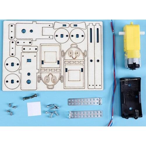 MXLE Wooden Electric Climbing Robot Model Blocks DIY Kids Assembling Toy Science Kit Educational Gift