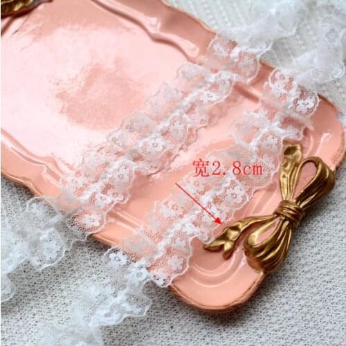 1 Meter Beige Cotton Stretch Lace Fabric Ribbon Embroidered Elastic Ruffle Trim Clothing DIY Sewing Dress Guipure Decoration
