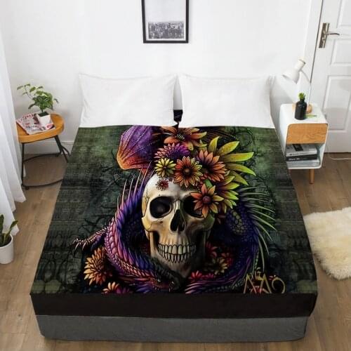 Elastic fitted sheet bed sheet With An Elastic Band 160x200/180/200/150x200 Mattress Cover Bed cover 1pc Skull Deadpool lizard