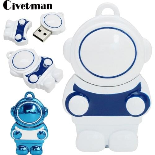 Pendrive Cartoon Astronaut Pen Drive 8GB 16GB 32GB 64GB 128GB 256GB Memoria USB Stick USB Flash Metal Spacesuit Flash Drive Cle