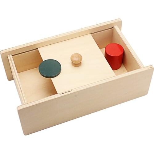 Baby Montessori Sensory Toys Wooden Box with Sliding Lid Attention Practice Game Toys for Infant Toddler Education Teaching Aids