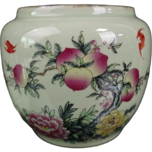 Chinese Old Porcelain Pastel Auspicious And Longevity Pattern Lid Jar
