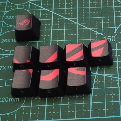 8pcs ROG Sublimation PBT Keycaps OEM ESC QWERASD Key Cap For Cherry Mx Switch Mechanical Keyboard DIY Decoration With Key Puller
