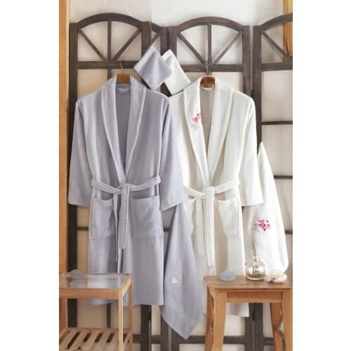 8pcs High Quality Men Women Bath Robes Set 100% Cotton Bath Winter Towel Absorbent Winter Dressing Gown Home Bath Robes