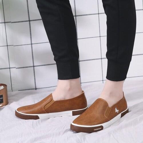 Casual Shoes Men Comfortable PU Leather Mens Loafers Handmade Design Flats Sneakers Men Slip on Lazy Driving Brand Men Shoes