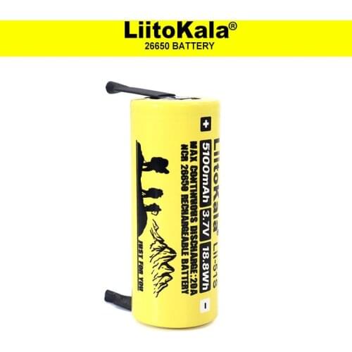 Liitokala Lii-51S 26650 5100mAh 3.7V Li-ion Rechargeable Battery 20A Discharge 3.7V Power batteries +DIY Nickel Sheets