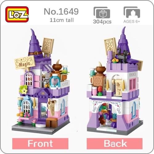 LOZ 1649 City Street Halloween Magic Store Shop Architecture 3D Model DIY Mini Blocks Bricks Building Toy for Children no Box