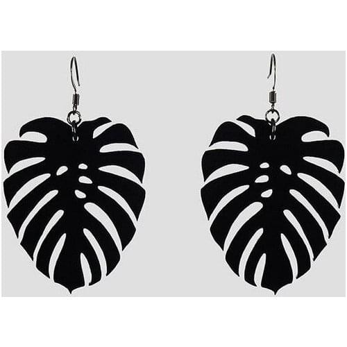Fashion Acrylic Black Hollow Out Chic Turtle leaf Drop Earring Leaves Plant Dangle Earrings For Women Girls Party Jewelry