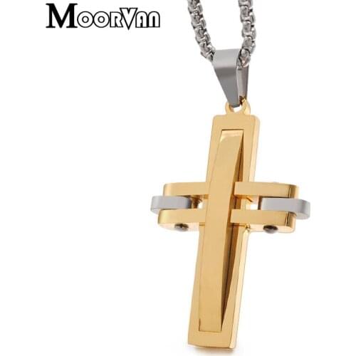 Moorvan cool pendant stainless steel mens,fashion cross necklace,murano christian crucifix jewelry for best friend gift VP517