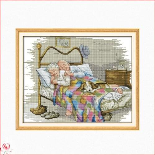 Love Two Old People Cross Stitch Kit 14ct 11ct Printed Fabric Embroidery Kit DIY Handmade Needlework Give Gifts To Elders