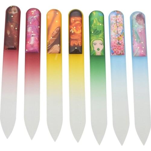5pcs/set Small Epoxy Handle Crystal Nail File Nail Art Quick Polishing and Trimming Nail Rubbing Manicure Tool Set