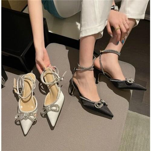 202 new summer fashion rhinestone high heel sandals pointed toe stiletto sandals
