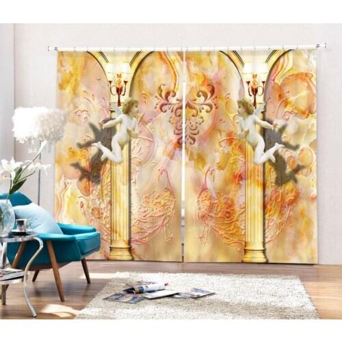 New angel Printing Luxury 3D Blackout Curtains For Living room Bedding room Drapes Cotinas para sala Home Decorative