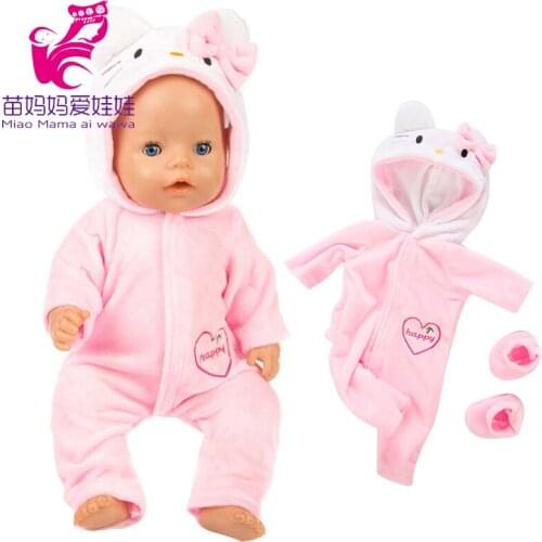 17 inch Baby doll clothes cartoon Pink cat outfit set for 18 inch reborn baby doll coat hoodie suit with for toy wear