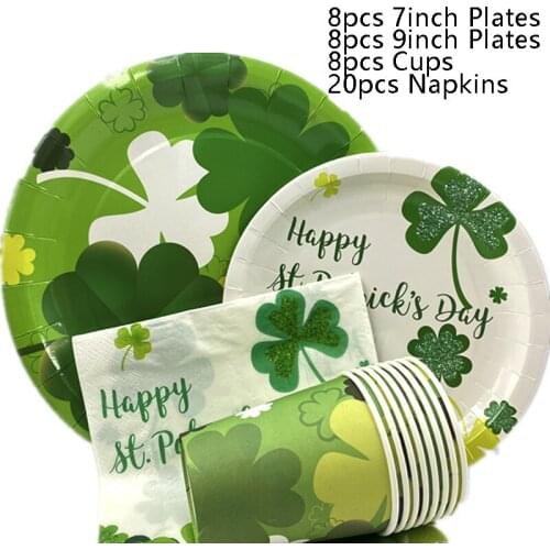 Omilut Irish National Day Disposable Set St. Patrick’s Day Party Decoration Clover Balloon Confetti Gift For Child Supples Deco