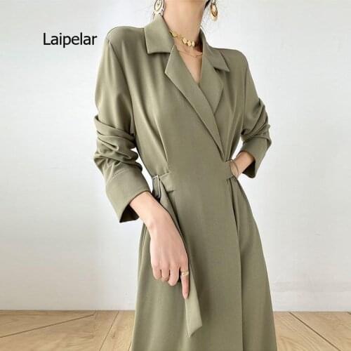 Solid Elegant Dress Women Autumn Bandage Midi Split Dress Office Lady Designer Casual Korean Style One-piece Dress Female 2021