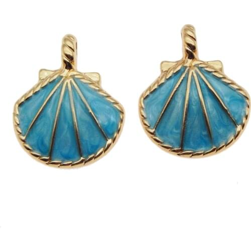 Wholesale 20pcs Handmade Creative Conch Shape Enamel Necklace Charms Pendant DIY Jewelry Bracelet Crafts Accessories