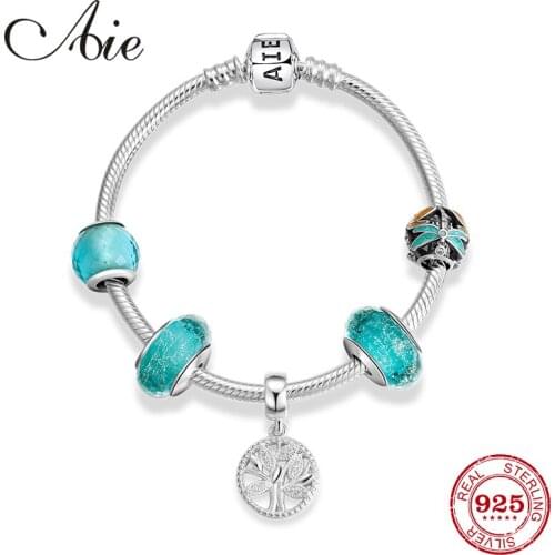 Original 925 Sterling Silver green Tree of Life charm Beads Women Jewelry Finished Bracelets
