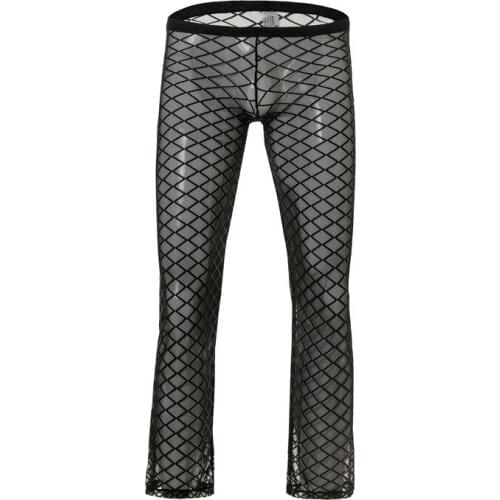 VANSTINBUM Sleep Bottoms Sexy Mesh Mens Transparent See Through Pajamas Pants Hombre Masculino uomo Long lounge Exotic Underwear
