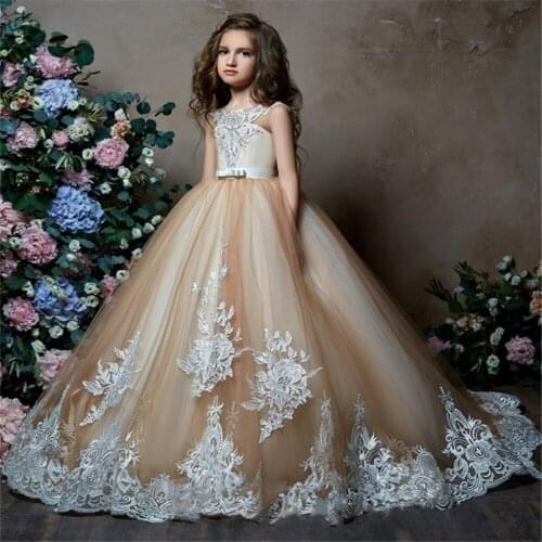 Elegant Butterfly Ball Gown Fower Girl Dresses 2021 Sleeveless Sequins Princess Dress Weddings First Communion Pageant Gowns